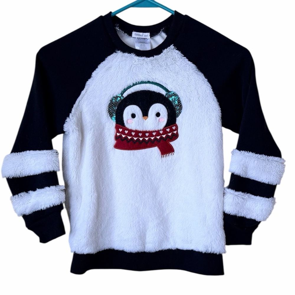 FOREVER ME Fuzzy Penguin Sweater